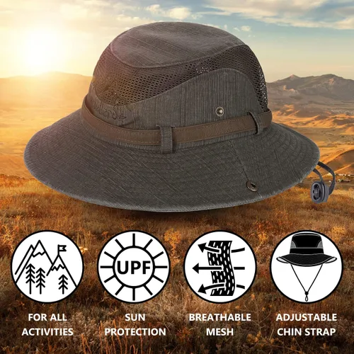 Miniatura 5 de Obling Sombrero de sol para hombres y mujeres, sombrero de pesca UPF 50 de ala ancha, sombrero de pescador Safari Boonie