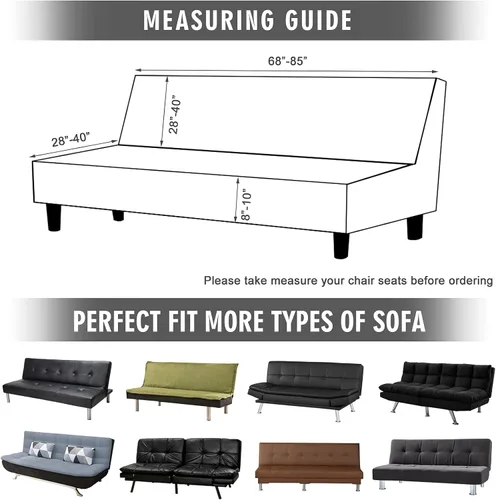 Miniatura 4 de TOPCHANCES Funda de sofá cama sin brazos, funda de terciopelo de felpa para sofá, funda de sofá tamaño matrimonial, lavable y extraíble, protector