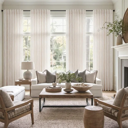 Miniatura 5 de Pitalk - Cortinas con patrón beige de 63 pulgadas de largo para dormitorio, 2 paneles con pestaña trasera y bolsillo, diseño de ramas de árbol