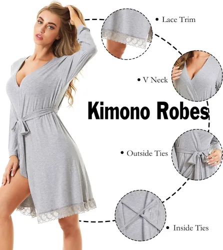 Miniatura 3 de SWOMOG Bata de maternidad para mujer, bata de maternidad para embarazo, hospital, lactancia, bata de baño 3 en 1 para parto