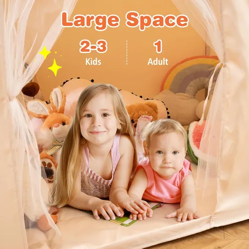 Miniatura 6 de Costzon Tienda de campaña para niños con alfombrilla acolchada, castillo para niños pequeños con cuerda ligera, tela que brilla en la oscuridad