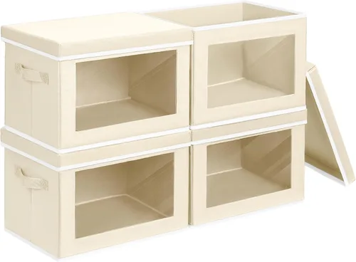 Miniatura 33 de Homsorout Contenedores de almacenamiento con tapas, organizadores pequeños de tela con ventana, contenedores de almacenamiento plegables para ropa