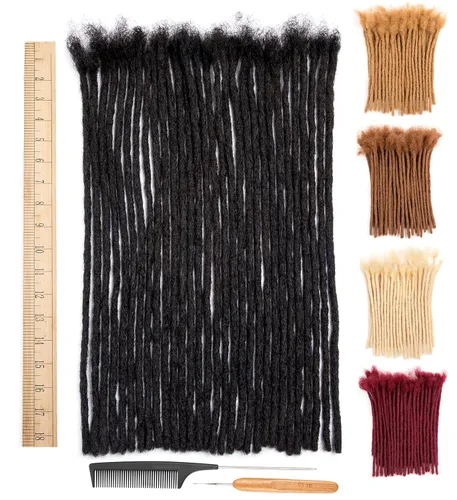 Miniatura 36 de DAIXI 0.2cm y 0.4cm y 0.6cm y 0.8cm de grosor 4-18 pulgadas 10 hebras extensiones de rastas de cabello humano 100% real para hombres/mujeres