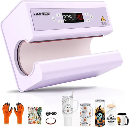 Miniatura 9 de AKEYDIY Prensa de calor para vasos de 10-30 oz, máquina de prensa para tazas y vasos, transferencia de calor por sublimación para vasos delgados