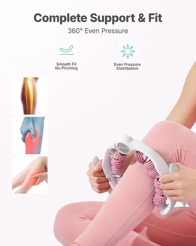 Miniatura 5 de Merach Herramienta de masaje para celulitis con rodillo de empuje, masajeador de drenaje linfático, masajeador de piernas con asas desmontables, Rosa