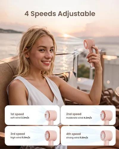 Miniatura 5 de Mini ventilador turbo portátil de mano, dispositivo de enfriamiento personal de alta velocidad de 4 velocidades [máximo 16 horas], bolsa recargable