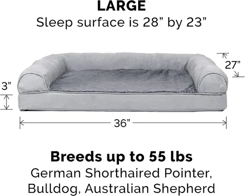 Miniatura 3 de Furhaven Pet – Sofá de felpa ortopédica para perro, cama con forma de L, tumbona ergonómica con contorno de cuna, cama para perros y gatos, varios