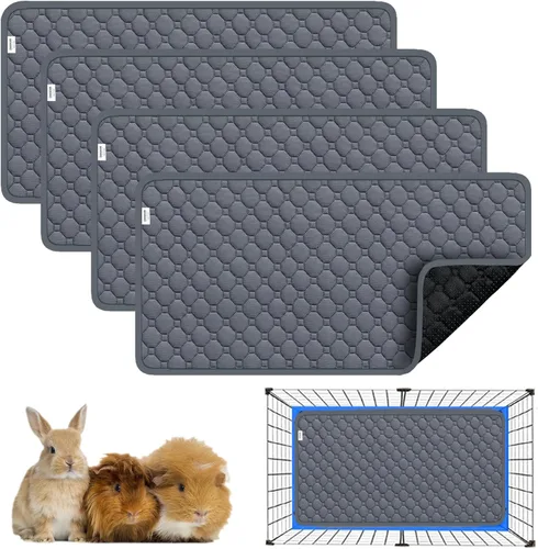 Miniatura 22 de Forro de Jaula para Cobayas, 150x79 cm 2 Pack Ropa Lavable para Cobayas, Impermeable Reutilizable y Antideslizante, Almohadilla Súper Absorbente Gris