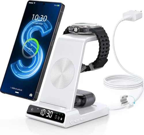 Miniatura 10 de Cargador inalámbrico para estación de carga Samsung con reloj para Samsung Galaxy S25 Ultra/S24 Ultra/Z Flip 7/Fold 6/Bud, estación de carga Android