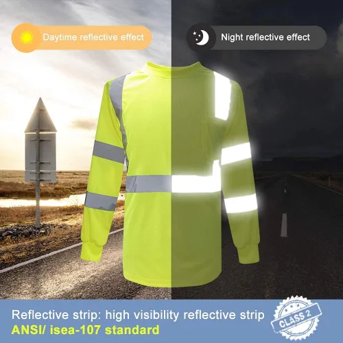 Miniatura 7 de A-SAFETY Camiseta de seguridad con logotipo reflectante de alta visibilidad de alta visibilidad Amarillo