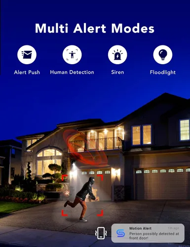 Miniatura 7 de Cámara de seguridad con cable 2K, interior/exterior para el hogar, mascotas, bebé, niñera, visión nocturna a color impermeable IP65, luz blanca