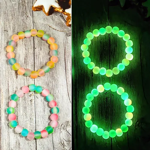 Miniatura 5 de 630 cuentas de vidrio para la fabricación de joyas, 24 colores de 0.315 pulgadas que brillan en la oscuridad, cuentas de vidrio para hacer pulseras
