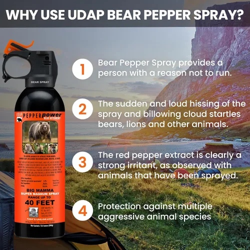Miniatura 7 de UDAP 18CP Super Magnum Bear Spray, Multi, 13.4oz