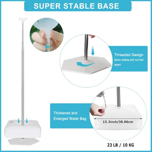 Miniatura 3 de Juego de 2 soportes de columna de globos para piso, kit de soporte de torre de globos actualizado 2025 con base pesada, soporte de globo de metal