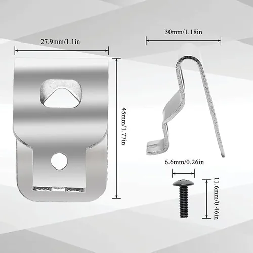 Miniatura 4 de Paquete de 5 clips de cinturón de acero inoxidable N268241 N086039 (con tornillos) compatibles con herramientas eléctricas dewelt de 20 V DCD985