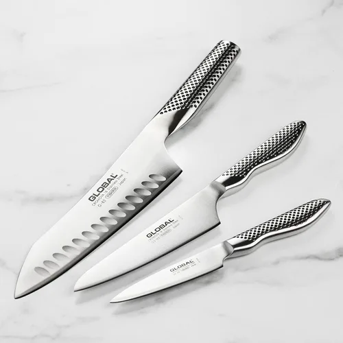 Miniatura 2 de Global Juego de cuchillos con cuchillos de chef asiático, acero inoxidable, 3 piezas