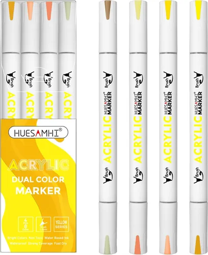 Miniatura 13 de Acrylic Paint Markers, 24 Pack Dual Tip Brush Pens - 48 Colors Double Ended Permanent Markers for Rock Painting, Ceramic, Glass, Wood, Canvas & Art