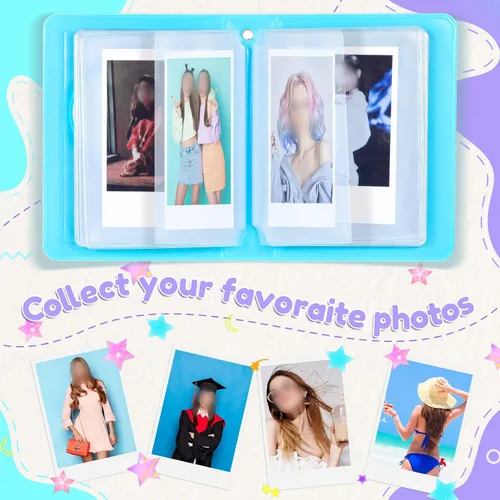 Miniatura 6 de 2 piezas de álbum portafotos de 3 pulgadas, mini álbum para tarjetas Kpop con corazón en forma de amor, portafotos hueco con colgante, mini libro