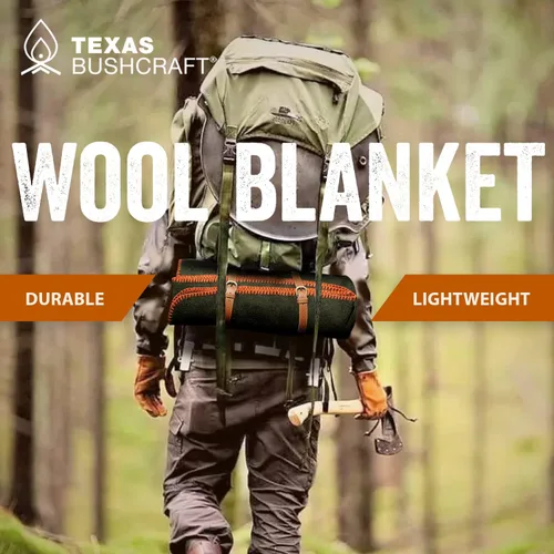 Miniatura 3 de Texas Bushcraft Manta de Lana Merino para Acampar, Senderismo y Excursionismo - Manta de Campamento para Coche Resistente al Agua y al Fuego