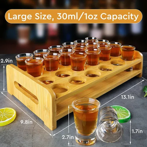 Miniatura 4 de Juego de 24 vasos de chupito grandes y soporte de 1 onza/1.0 fl oz, base gruesa para fiestas, clubes, bares, herramientas para el hogar