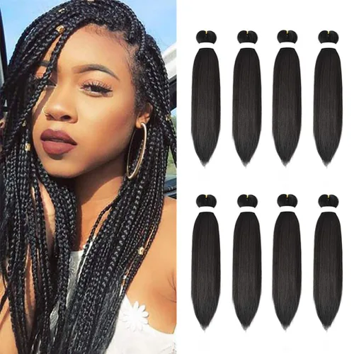 Miniatura 34 de 8 paquetes de extensiones preestiradas - 16 pulgadas de cabello trenzado premium, 55G/paquete, sin picazón, fijación en agua caliente, textura Perm