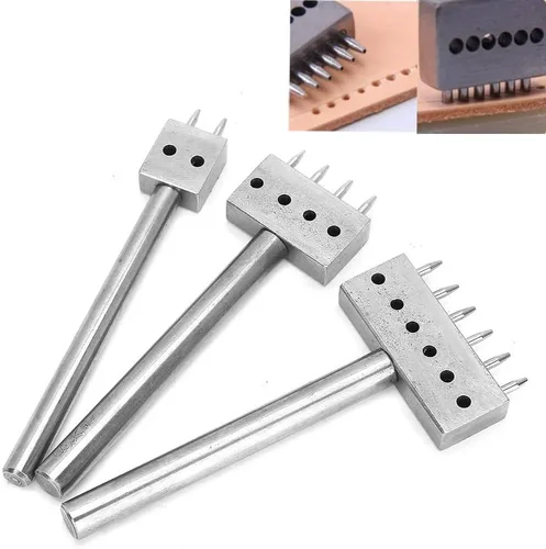 Miniatura 2 de 3 herramientas profesionales para perforar agujeros de cuero, puntada de corte para cartera, herramienta espaciadora de cinturón, herramienta
