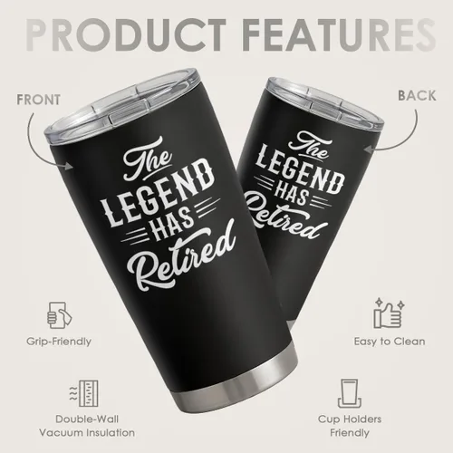 Miniatura 2 de SANDJEST Regalos de jubilación para compañeros de trabajo, colegas – The Legend Has Retired Tumbler – Regalos de cumpleaños, Navidad, feliz 2-Retiro