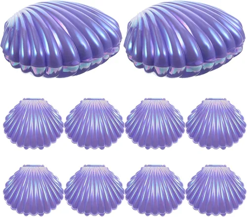 Miniatura 4 de Gadpiparty Cajas de caramelos de conchas de plástico para bodas, fiestas, almacenamiento de joyas, centro de mesa decorativo, 3.58 x 3.03 x 1.77