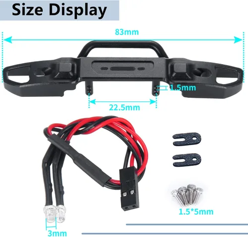 Miniatura 3 de MORLORDY Parachoques delantero RC con protección del cuerpo de luces para 1/24 RC Crawler Car SCX24 actualizaciones Bronco AXI00006 Accesorios