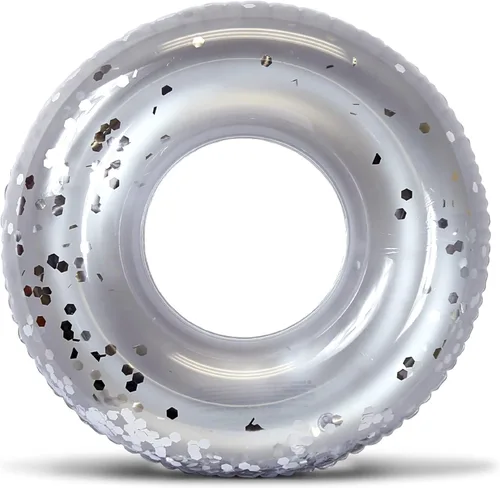 POZA Flotador de Tubo Inflable para Piscina – Anillo de natación de confeti brillante, Tubo Inflable de Servicio Pesado Resistente a los Rayos UV
