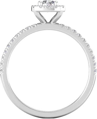 Miniatura 3 de 12Ctw halo anillo de compromiso de diamantes en oro blanco de 10k