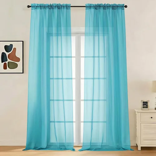Miniatura 108 de LIVEKID Cortinas traslúcidas negras de cocina de 36 pulgadas de largo, cortinas cortas filtrantes de luz, 2 paneles de gasa aireada, texturizadas