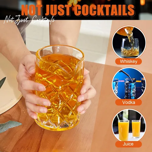 Miniatura 5 de Dandat 4 vasos mezcladores de cóctel de 17 onzas, vidrio agitador de cristal, parte inferior gruesa, sin costuras, para el hogar, barman, bar