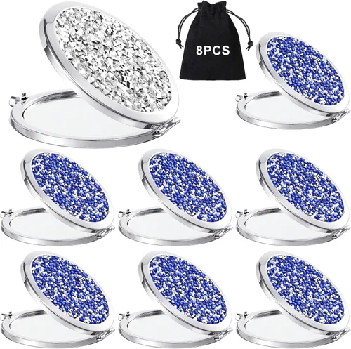 Miniatura 17 de Cindeer 48 piezas de espejo pequeño compacto plegable de bolsillo para maquillaje redondo de mano cosmético con aumento, espejo compacto