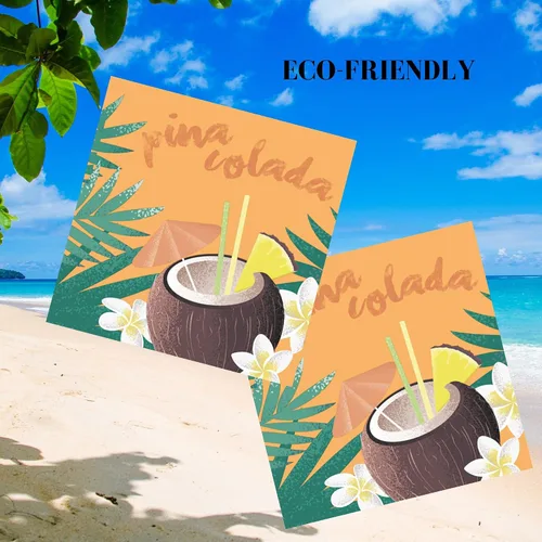 Miniatura 5 de Servilletas de papel de 20 unidades de 13 x 13 pulgadas, 3 capas, estampado de frutas y coco, para arte, cena y fiesta, servilletas desechables