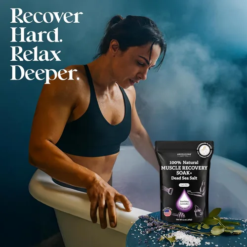 Miniatura 2 de Aromasong Baño de recuperación muscular con sal del mar muerto, OptiMSM, copos de magnesio y aceites esenciales para dolor después