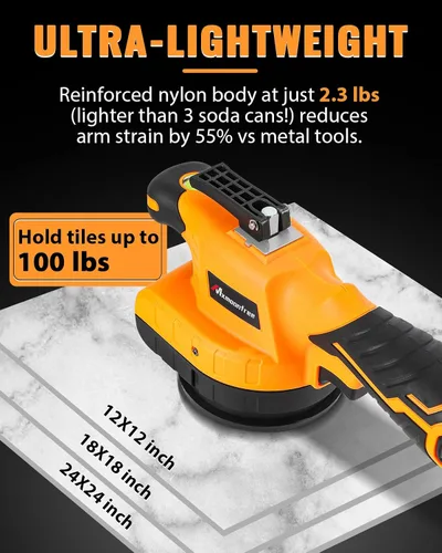 Miniatura 2 de Herramienta de vibración de azulejos con ventosa ultraligera con 2 baterías, estuche de almacenamiento, vibración ajustable de 12,000 RPM, máquina