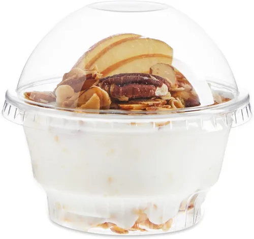 Miniatura 6 de Juvale Vasos de plástico con tapas, 5 onzas, transparentes, paquete de 50 unidades, tazas de postre y recipientes de helado con tapas de cúpula