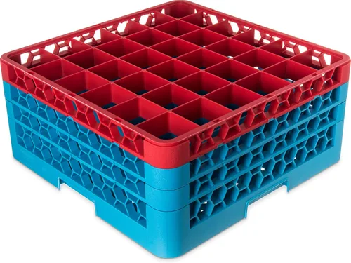 Miniatura 133 de Carlisle FoodService Products RG9-214 OptiClean Estante de vidrio con 9 compartimentos con 2 extensores, 7.12 pulgadas, polipropileno, azul