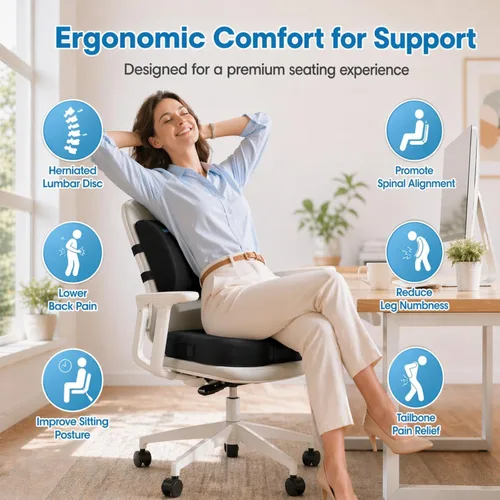 Miniatura 2 de CloudBliss Cojín de asiento, cojín para silla de oficina, cojines de asiento de automóvil, almohada de apoyo lumbar para silla de oficina, almohada