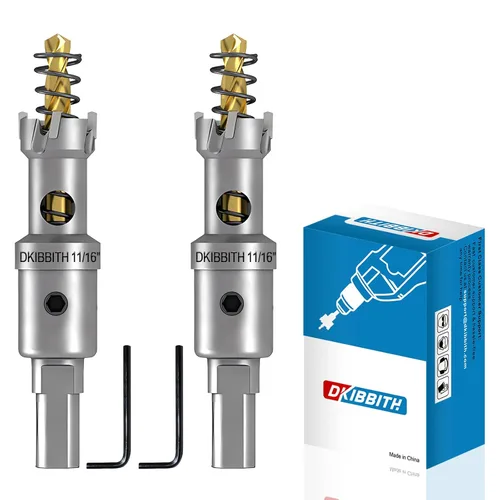 Miniatura 34 de TCT Juego de sierra perforadora, 2 paquetes de cortadores de agujeros con punta de carburo de tungsteno de 1-3/4" (45mm) resistentes para acero
