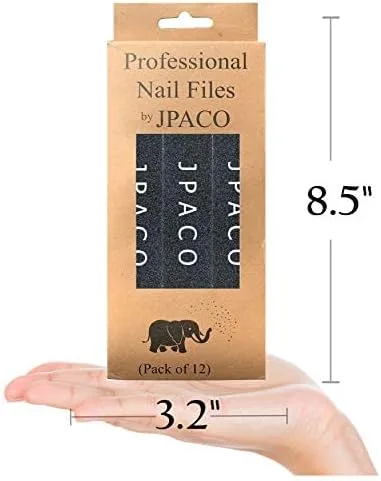 Miniatura 4 de Paquete de 12 limas de uñas profesionales: tableros de esmeril de doble cara para uñas naturales, acrílicas, de poliéster y gel, juego