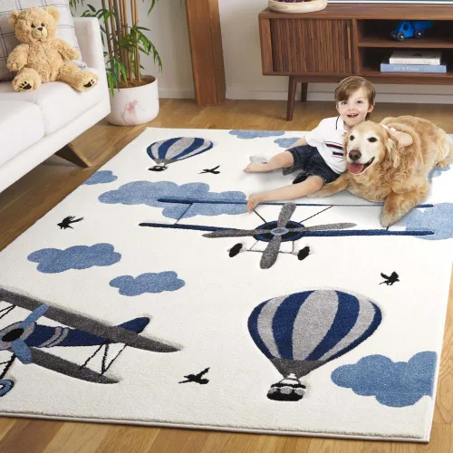 Miniatura 15 de SAFAVIEH Carousel Kids Collection - Alfombra decorativa de 2 pies 3 pulgadas x 4 pies, gris claro y rojo, no desprende pelusa y de fácil cuidado