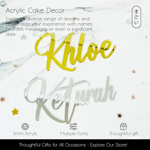 Miniatura 6 de Decoración acrílica personalizada para tarta, 1 unidad, dorado, oro rosa, negro, plata, 8 pulgadas, estilo moderno, nombre y mensaje