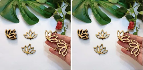 Miniatura 8 de 30 aretes de madera recortados en forma de loto, manualidades de corte láser sin terminar, accesorios de joyería de madera (2 pulgadas)