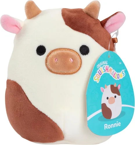 Squishmallows Original de 5 Pulgadas Ronnie The Brown Cow - Peluche Pequeño Oficial de Jazwares - Juguete de Animal de Peluche Mini Coleccionable