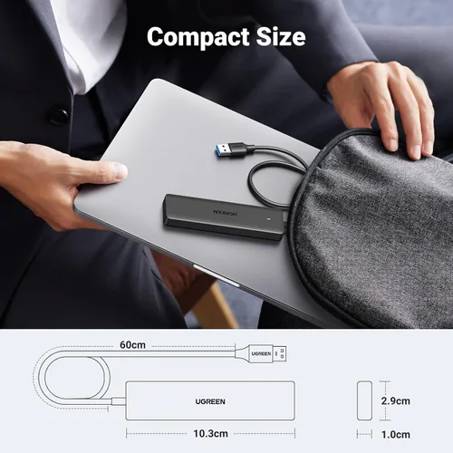 Miniatura 5 de UGREEN Hub USB 3.0, Expandidor Ultradelgado de 4 Puertos USB A para Teclado, Ratón, Unidad Flash, Disco U, Impresora Compatible con Laptop, PC
