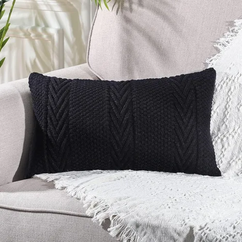 Miniatura 11 de MANDIOO Fundas de almohada decorativas de punto de algodón, suaves y acogedoras, fundas de cojín para exteriores, fundas de almohada modernas