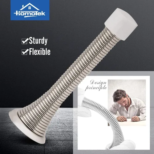 Miniatura 2 de HOMOTEK Paquete de 30 topes de puerta de resorte con parachoques de goma níquel satinado de 3-1/8 pulgadas, resorte flexible resistente, tope