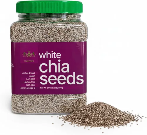 Golden Crown - Semillas de chía orgánicas | Semillas de chía blancas orgánicas sin gluten, sin OMG y veganas | Omega-3 y fibra para apoyar la
